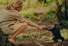 Jane Goodall with Flint in Tanzania’s Gombe Stream National Park